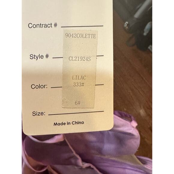 Formal Colette Mon Cheri PINK LILAC Satin Mini Skater Illusion V Neck Dress SZ.6 - Picture 10 of 15